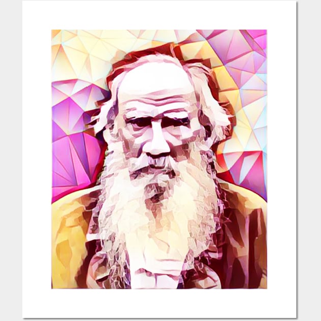 Leo Tolstoy Pink Portrait | Leo Tolstoy Artwork 13 Wall Art by JustLit